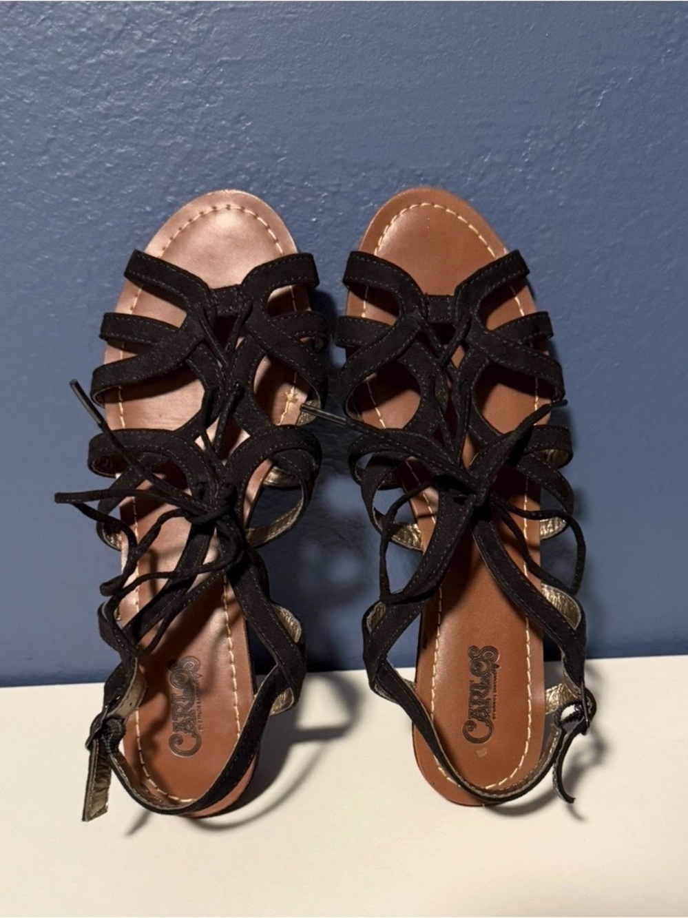 Carlos by Carlos Santana Kiara Black Gladiator Lace Up Sandals Size 8